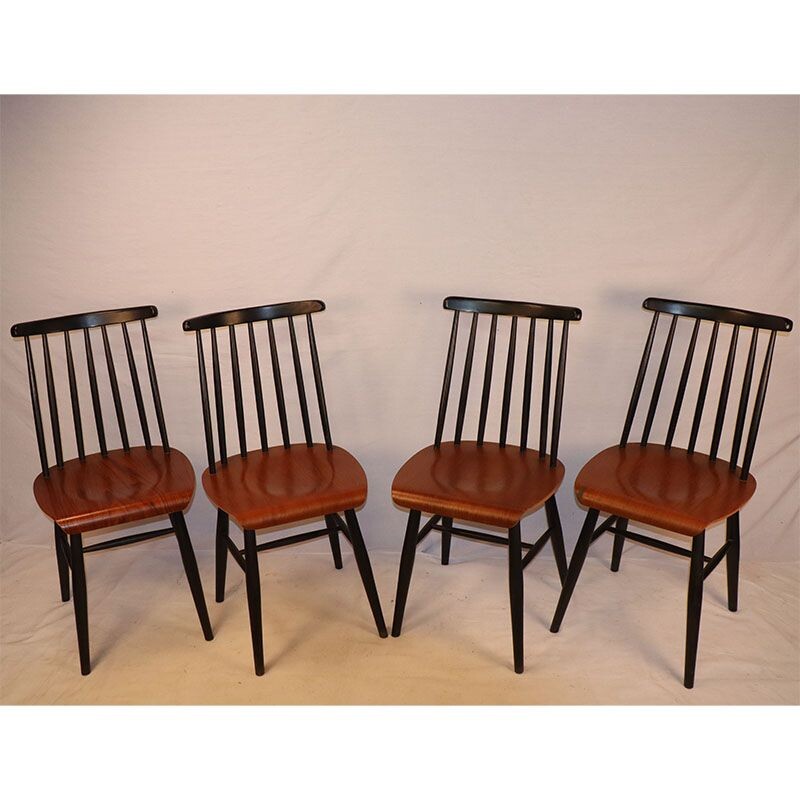 Set of 4 vintage Fanett chairs by Ilmari Tapiovaara 1960