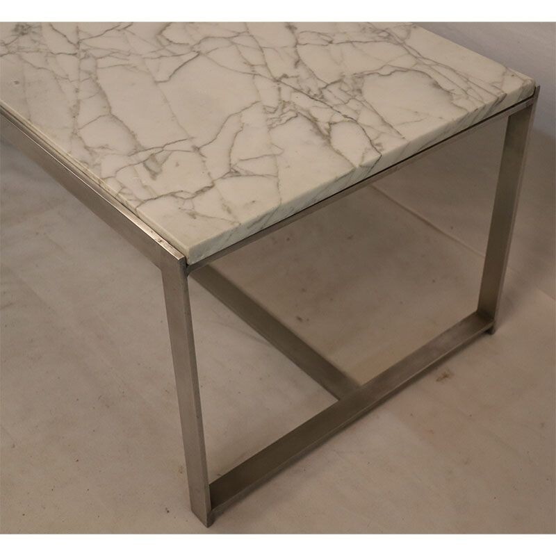 Vintage coffee table in marble and metal 1970