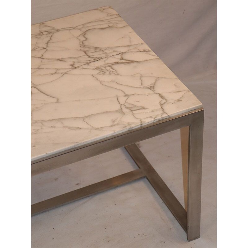 Vintage coffee table in marble and metal 1970