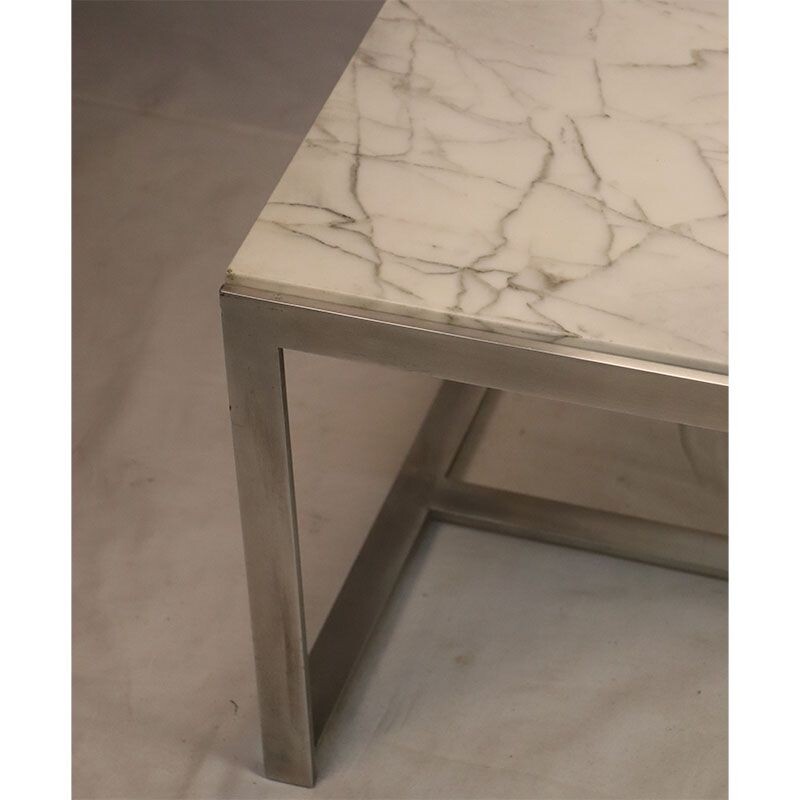 Vintage coffee table in marble and metal 1970