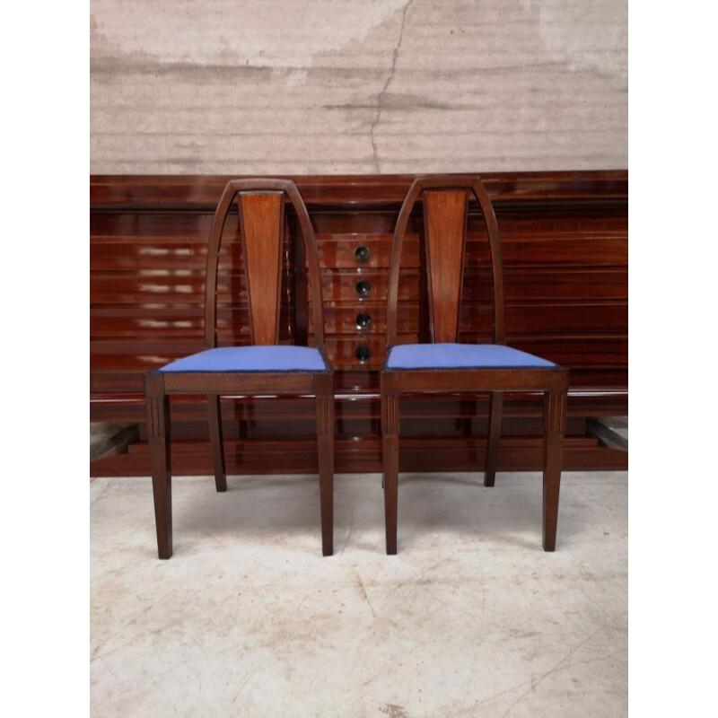 Pair of vintage Maurice Dufrene chairs in rosewood from rio 1955
