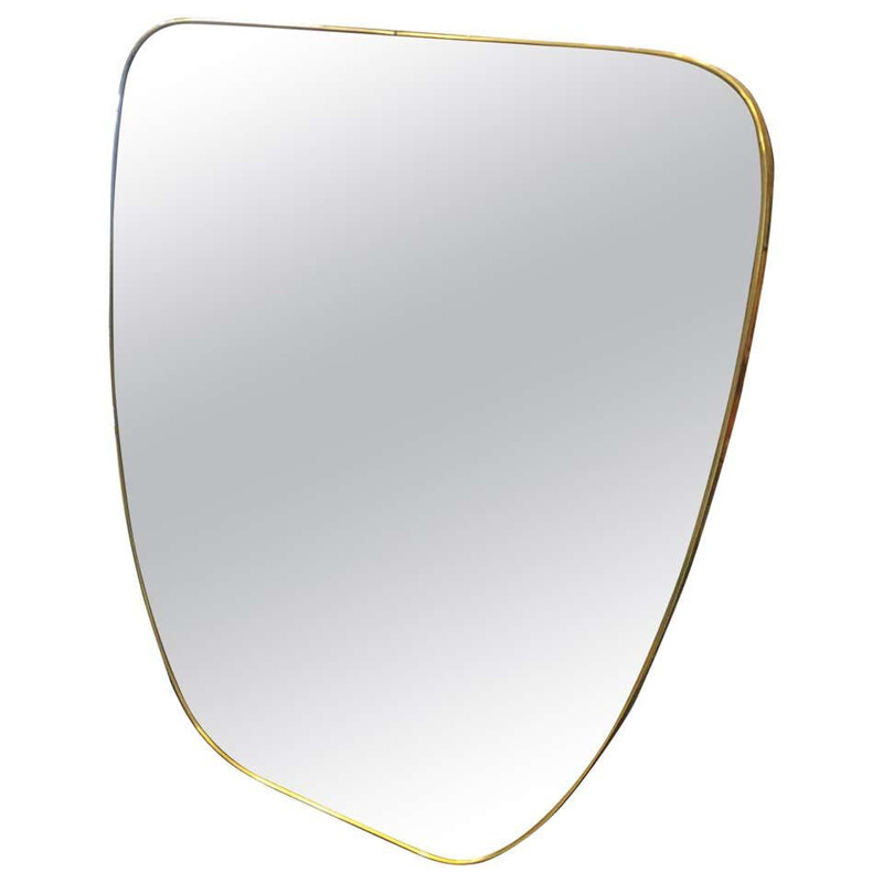 Vintage Modern Brass Italian Wall Mirror circa 1950