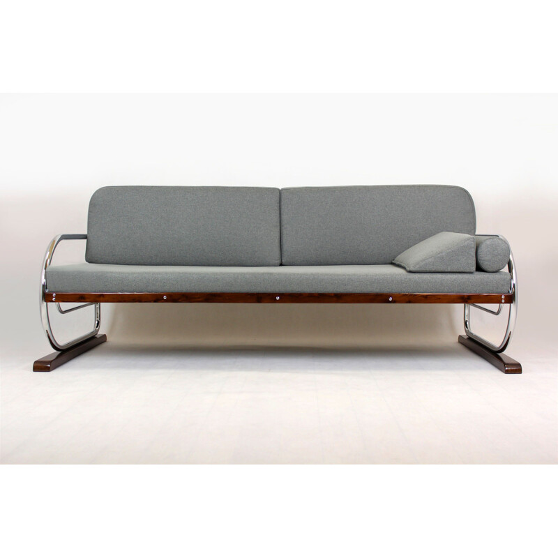 Vintage Bauhaus Tubular Chromed Steel Sofa from Hynek Gottwald 1930s