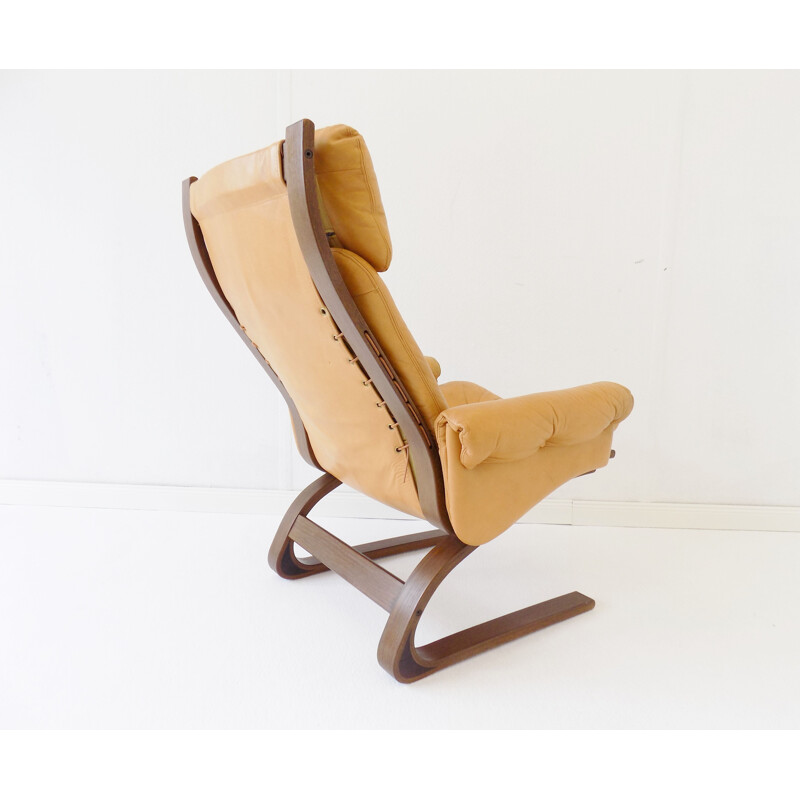 Vintage Kengu honey leather loungechair by Elsa & Nordahl Solheim for Rykken