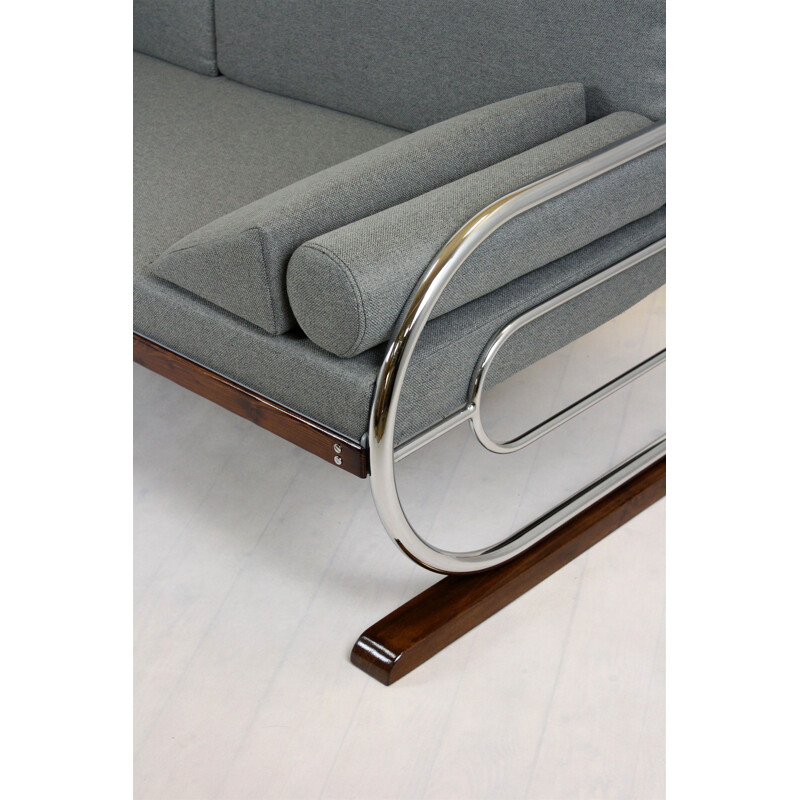 Vintage Bauhaus Tubular Chromed Steel Sofa from Hynek Gottwald 1930s