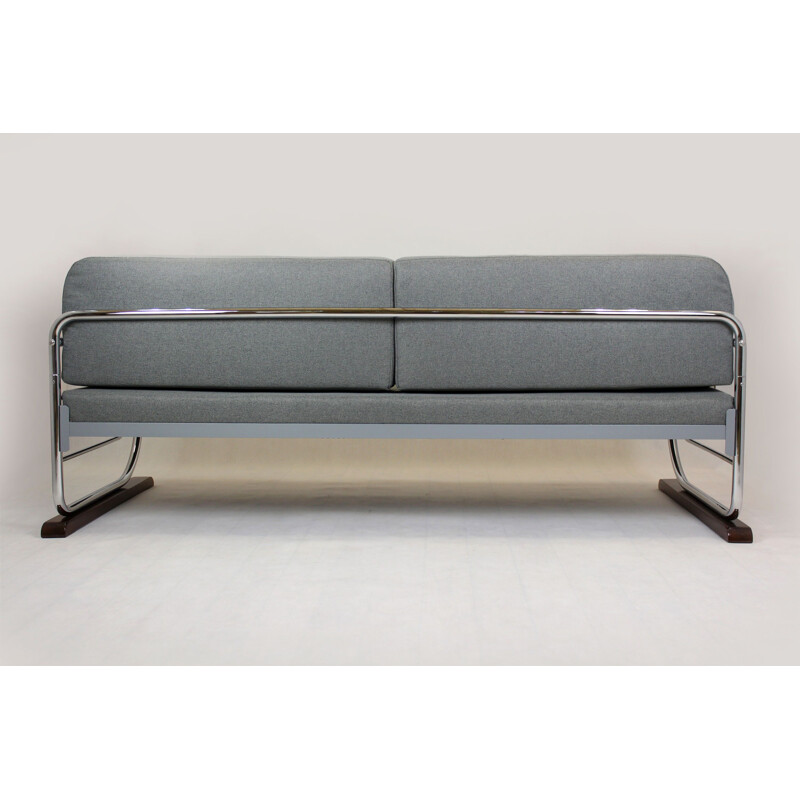 Vintage Bauhaus Tubular Chromed Steel Sofa from Hynek Gottwald 1930s