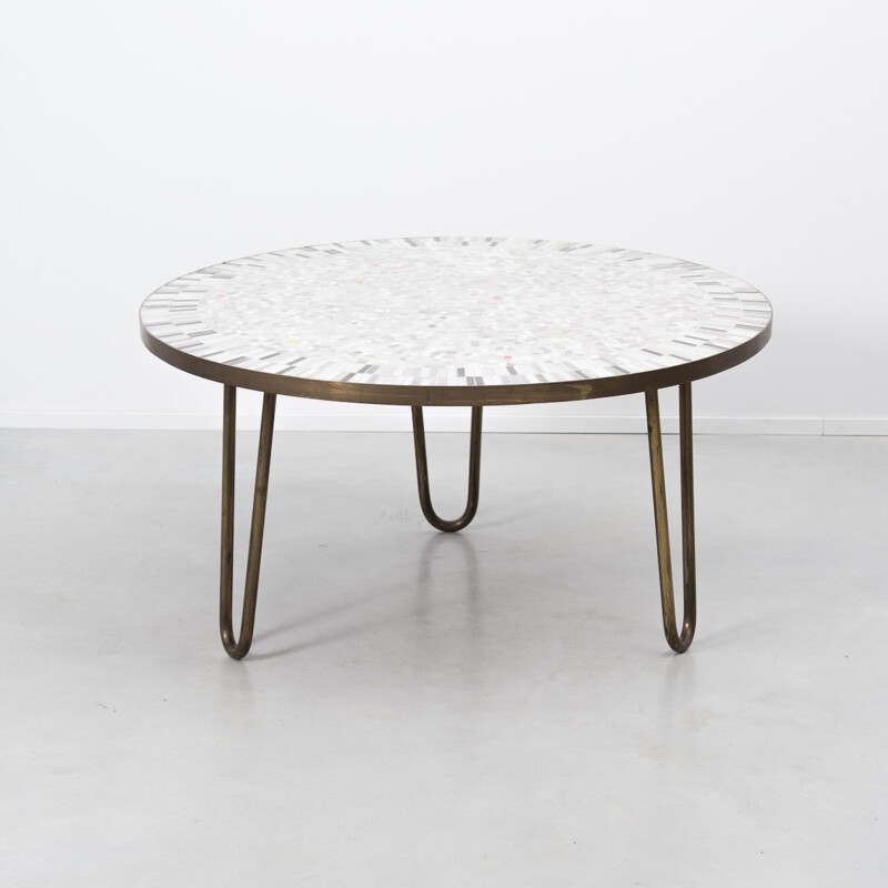 Round coffee table in ceramic tiles, Berthlold MULLER - 1960s