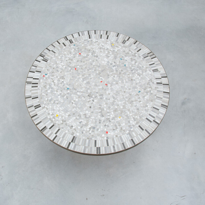Round coffee table in ceramic tiles, Berthlold MULLER - 1960s