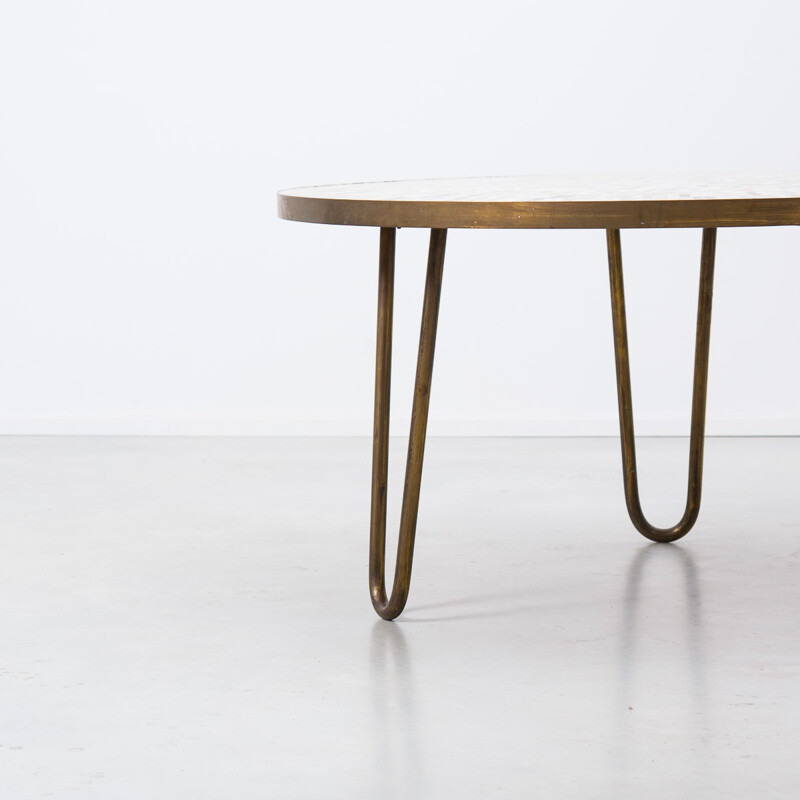 Table basse ronde en tuile de céramique, Berthold MULLER - 1960