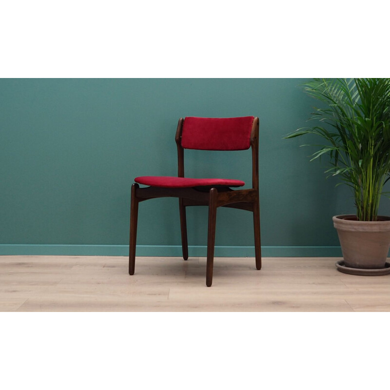 Vintage rosewood and velvet chair by Erik Buch 1960