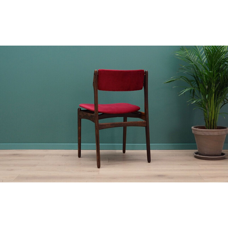 Vintage rosewood and velvet chair by Erik Buch 1960