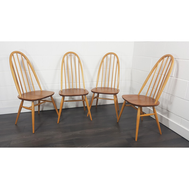 Set of 4 vintage Ercol  Quaker Chairs 1960s