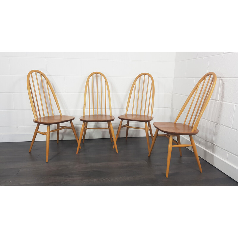 Set of 4 vintage Ercol  Quaker Chairs 1960s