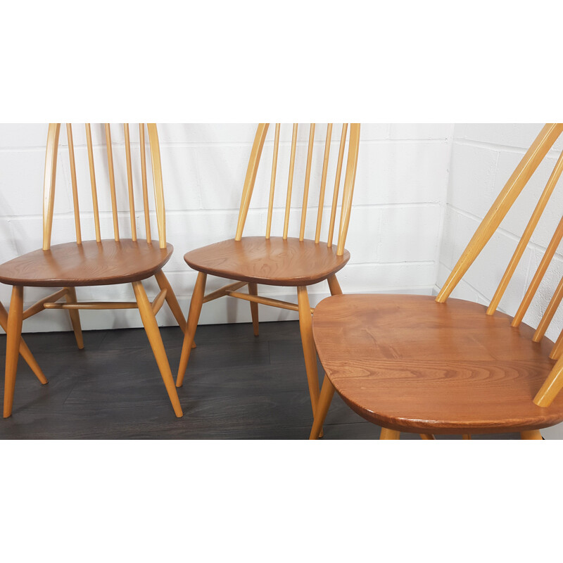 Set of 4 vintage Ercol  Quaker Chairs 1960s