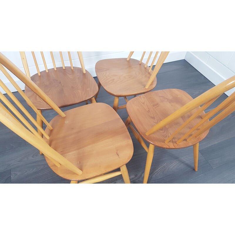 Set of 4 vintage Ercol  Quaker Chairs 1960s