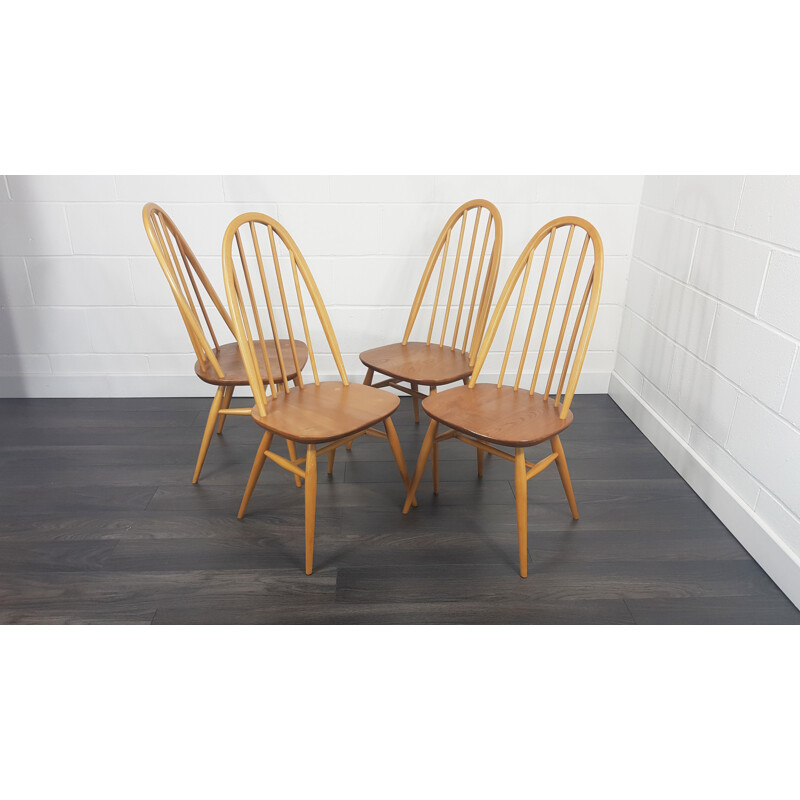 Set of 4 vintage Ercol  Quaker Chairs 1960s