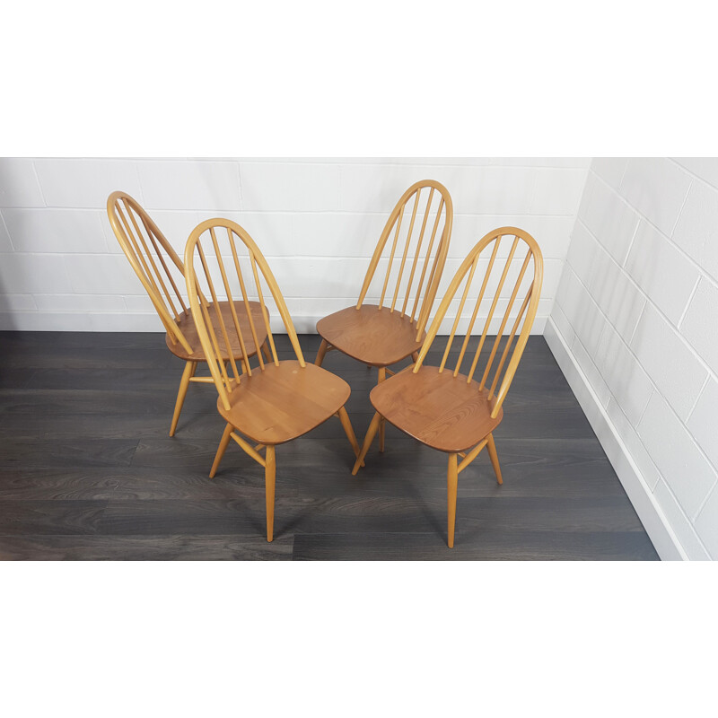 Set of 4 vintage Ercol  Quaker Chairs 1960s