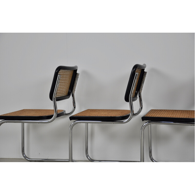 Lot de 6 chaises vintage noires B32 de Marcel Breuer 1980