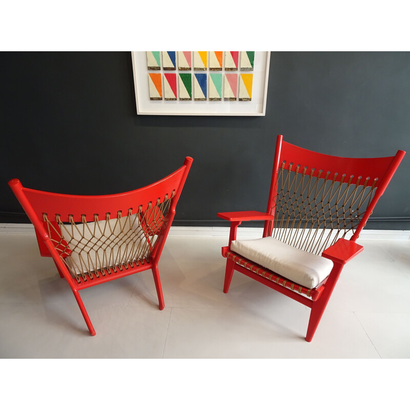 Paire de fauteuils vintage par Hans Wegner 1960