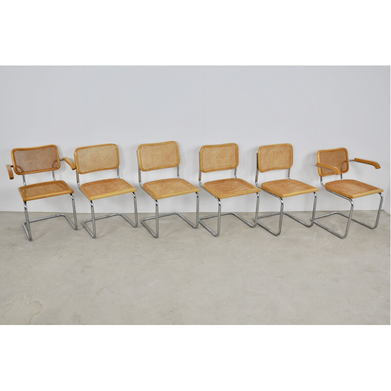 Set of 6 Vintage Dinning Chairs By Marcel Breuer 1980s