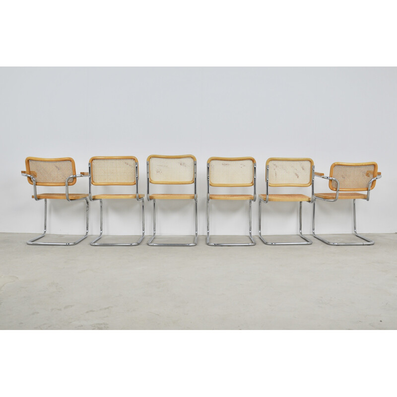 Set of 6 Vintage Dinning Chairs By Marcel Breuer 1980s