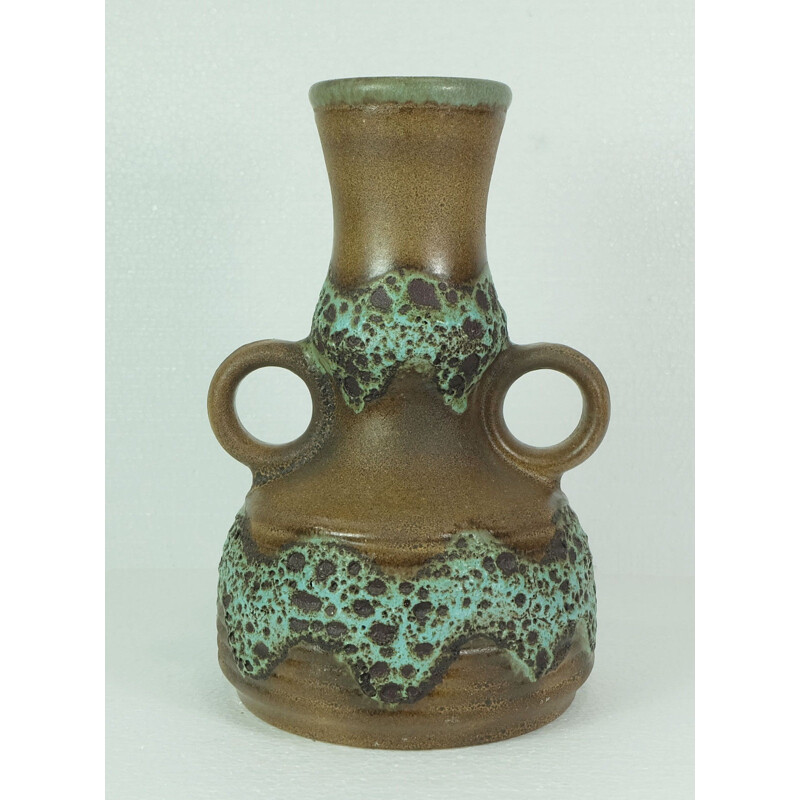 Duemler & Breiden German vase in brown and green ceramic - 1960s
