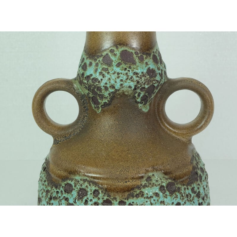 Duemler & Breiden German vase in brown and green ceramic - 1960s