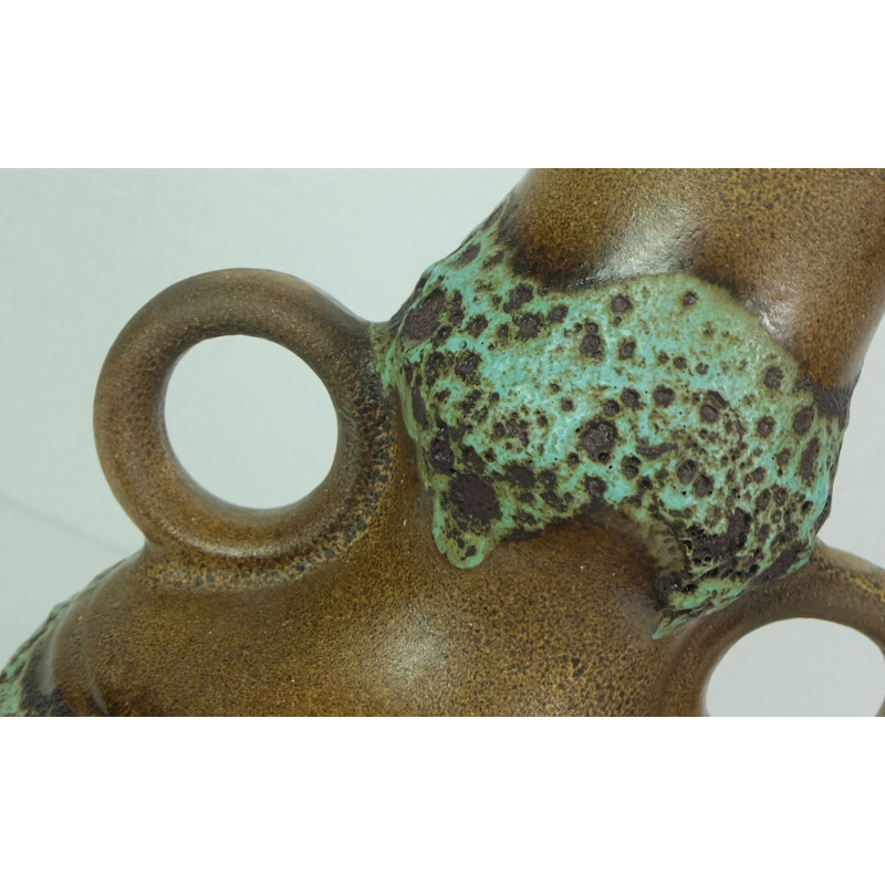 Duemler & Breiden German vase in brown and green ceramic - 1960s