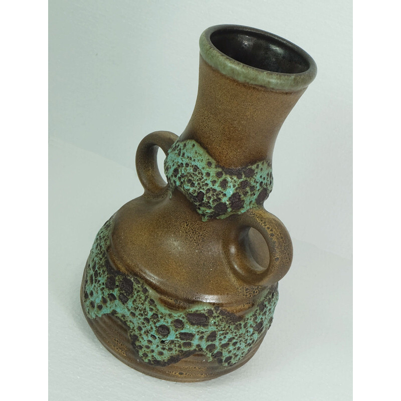 Duemler & Breiden German vase in brown and green ceramic - 1960s