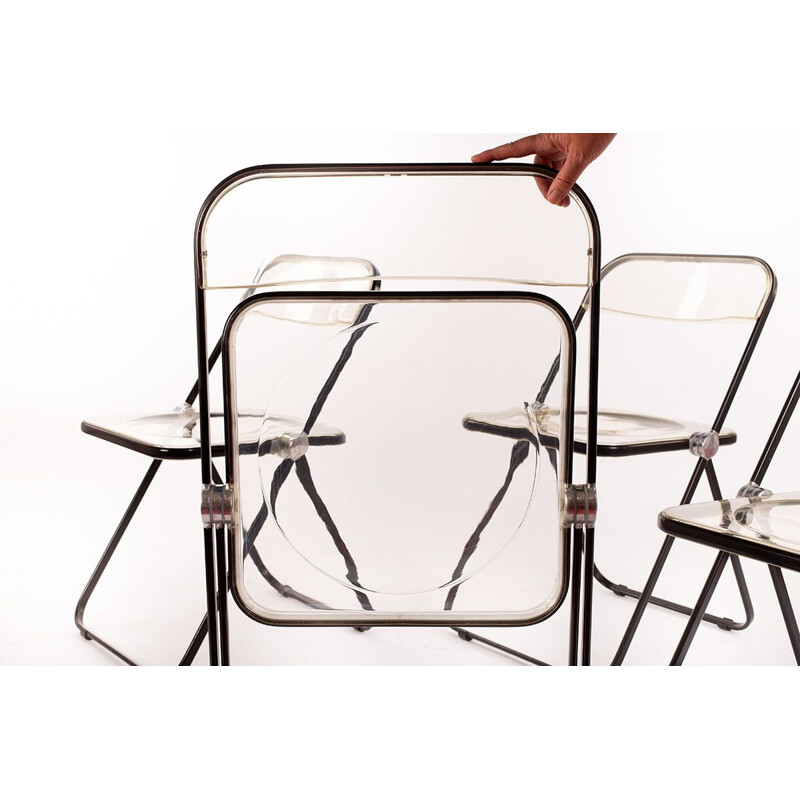 Lot de 4 chaises vintage pliantes Plia de Giancarlo Piretti 1967