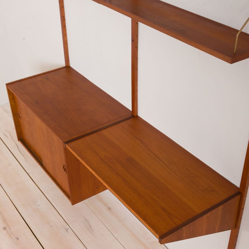Vintage Danish teak wall unit  with desk and cabinet Cadovius 1970s