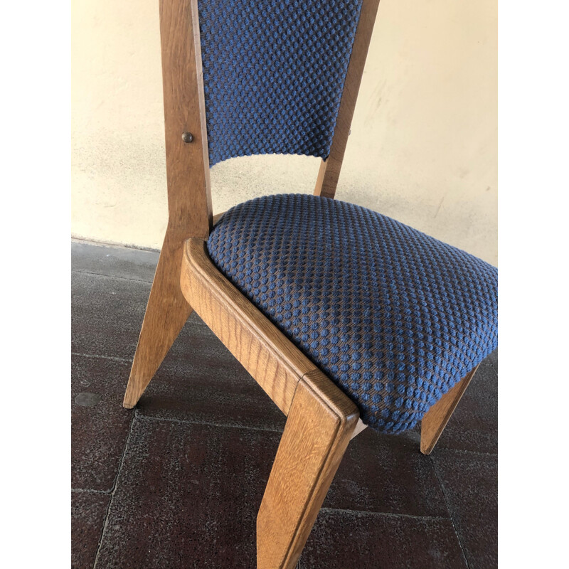 Set of 6 vintage oak chairs by Guillerme and Chambron, 1960