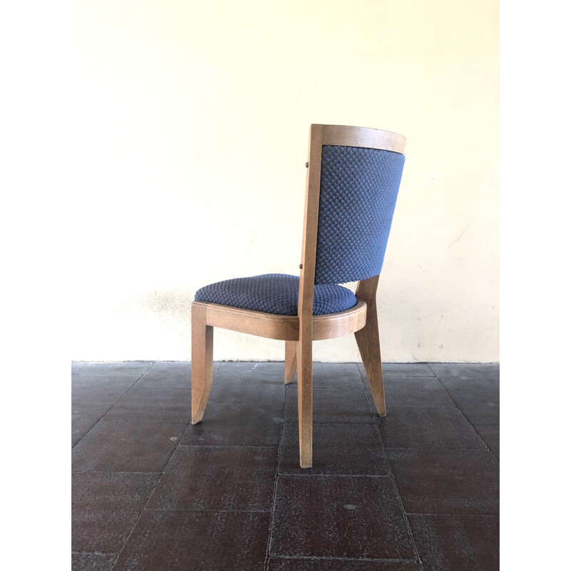 Set of 6 vintage oak chairs by Guillerme and Chambron, 1960