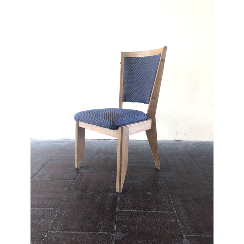 Set of 6 vintage oak chairs by Guillerme and Chambron, 1960