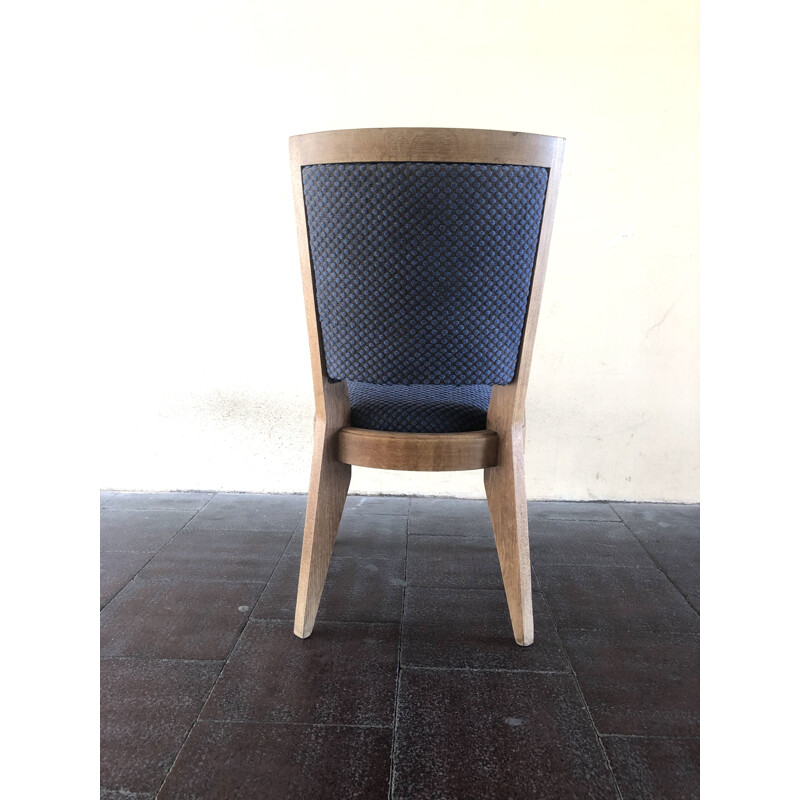 Set of 6 vintage oak chairs by Guillerme and Chambron, 1960