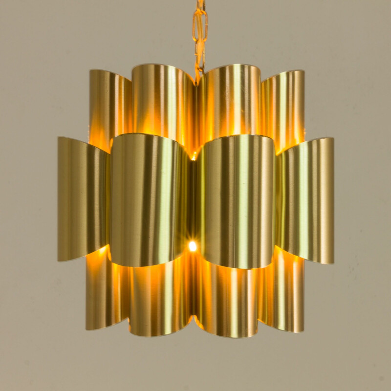 Vintage brass pendant lamp by Werner Schou for Coronell Elektro 1960s