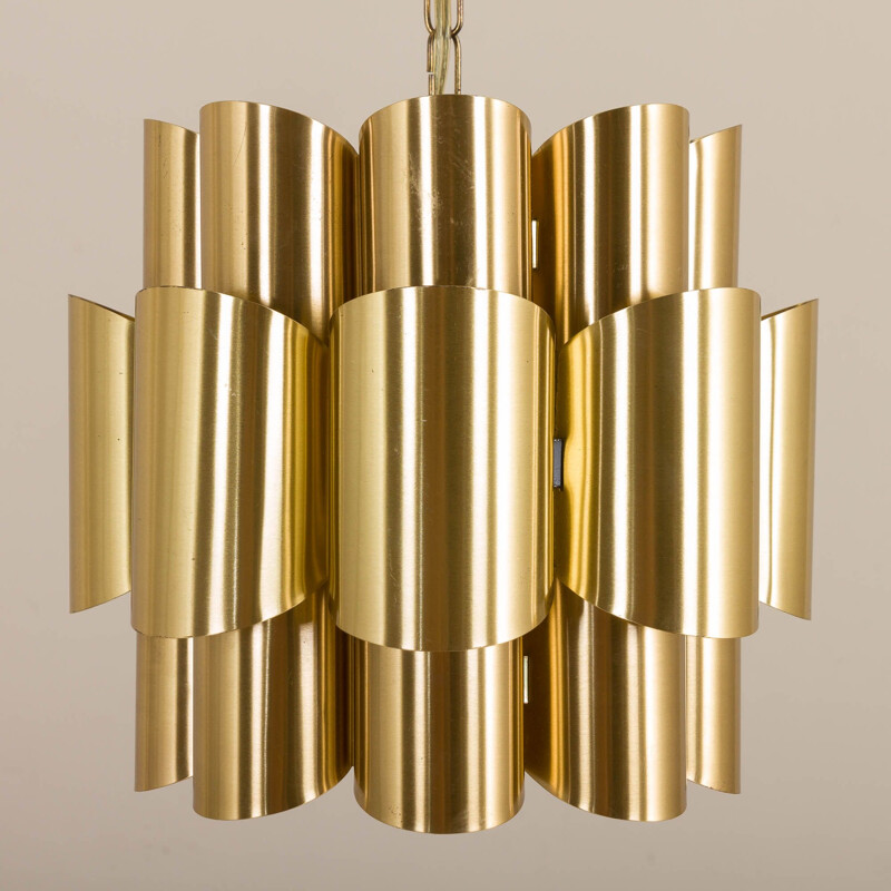Vintage brass pendant lamp by Werner Schou for Coronell Elektro 1960s