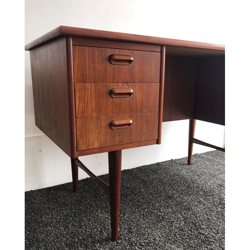 Vintage Danish Teak Twin Pedestal Desk 1960s