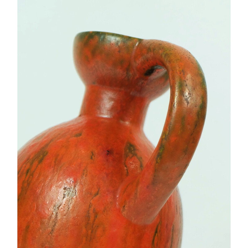 Vase Ruscha en ceramique orange - 1960