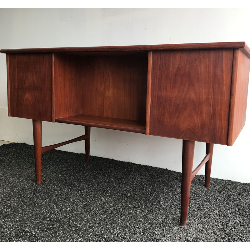 Vintage Danish Teak Twin Pedestal Desk 1960s