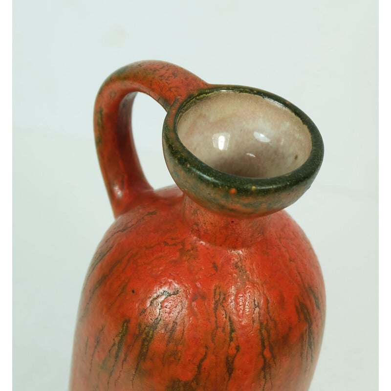 Vase Ruscha en ceramique orange - 1960