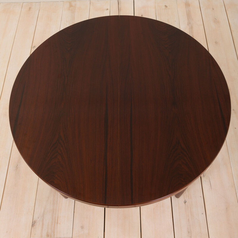 Vintage Round rosewood extension table Kai Kristiansen Denmark 1960s