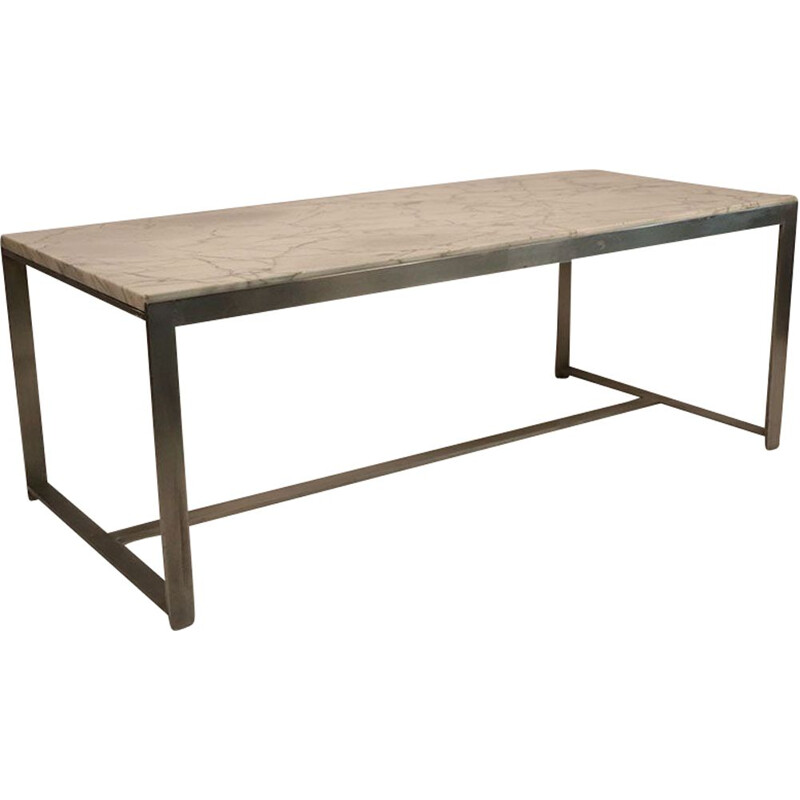 Vintage coffee table in marble and metal 1970