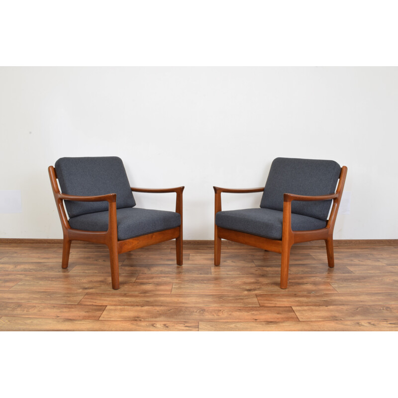 Set of 2 Mid-Century Danish Teak Lounge Chairs by Juul Kristensen 1960