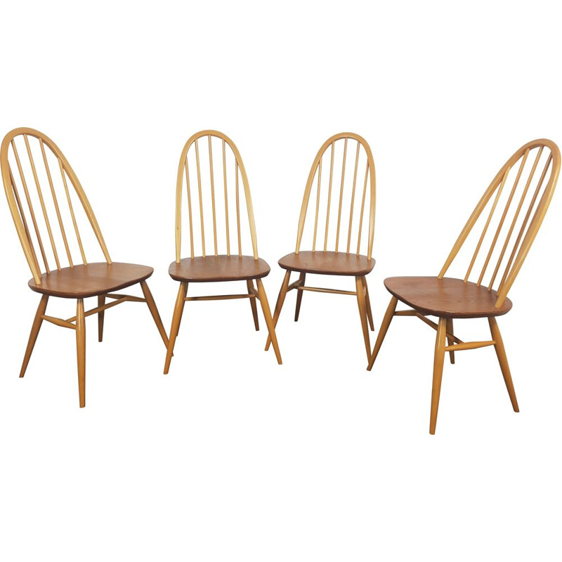 Set of 4 vintage Ercol  Quaker Chairs 1960s