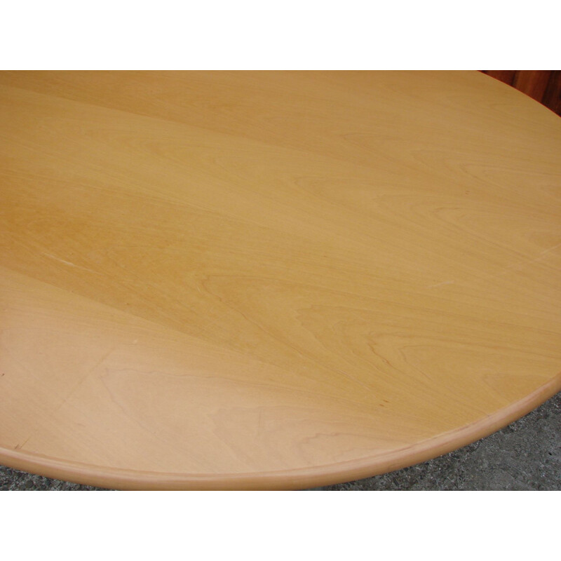 Vintage round table in chromed metal and wood, 1980