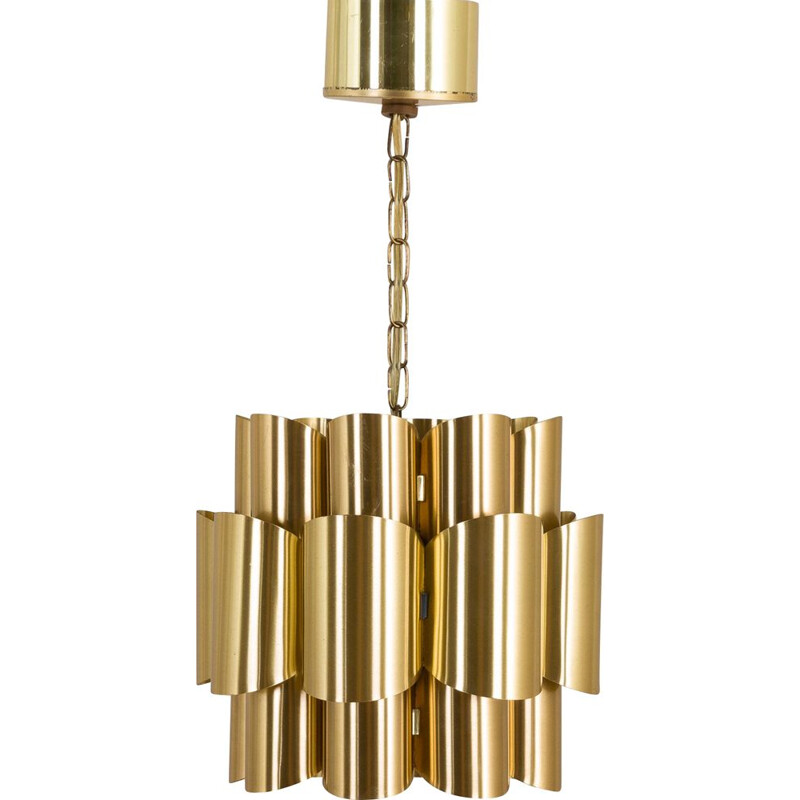 Vintage brass pendant lamp by Werner Schou for Coronell Elektro 1960s