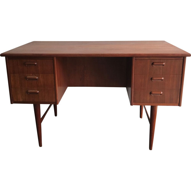 Bureau vintage danois à deux caissons en teck 1960