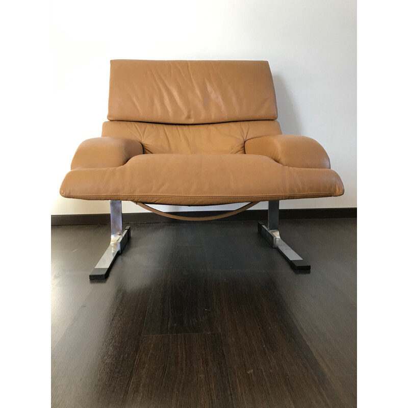 Vintage lederen fauteuil onda Giovanni Offredi voor Saporiti