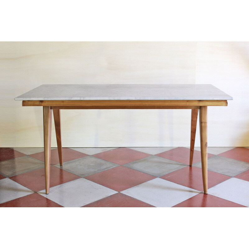 Vintage dining table in Italian Carrara marble Scandinavia 1950